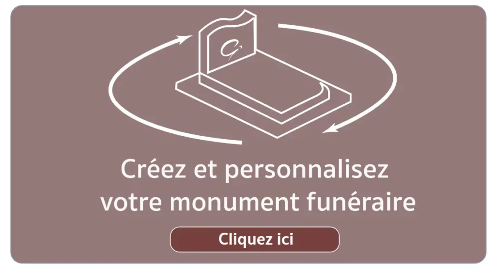 Module de personnalisation de monument funéraire 3D avec choix de gravures.